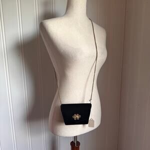 Vintage 80s/90s Black Velvet Crossbody Clutch OS